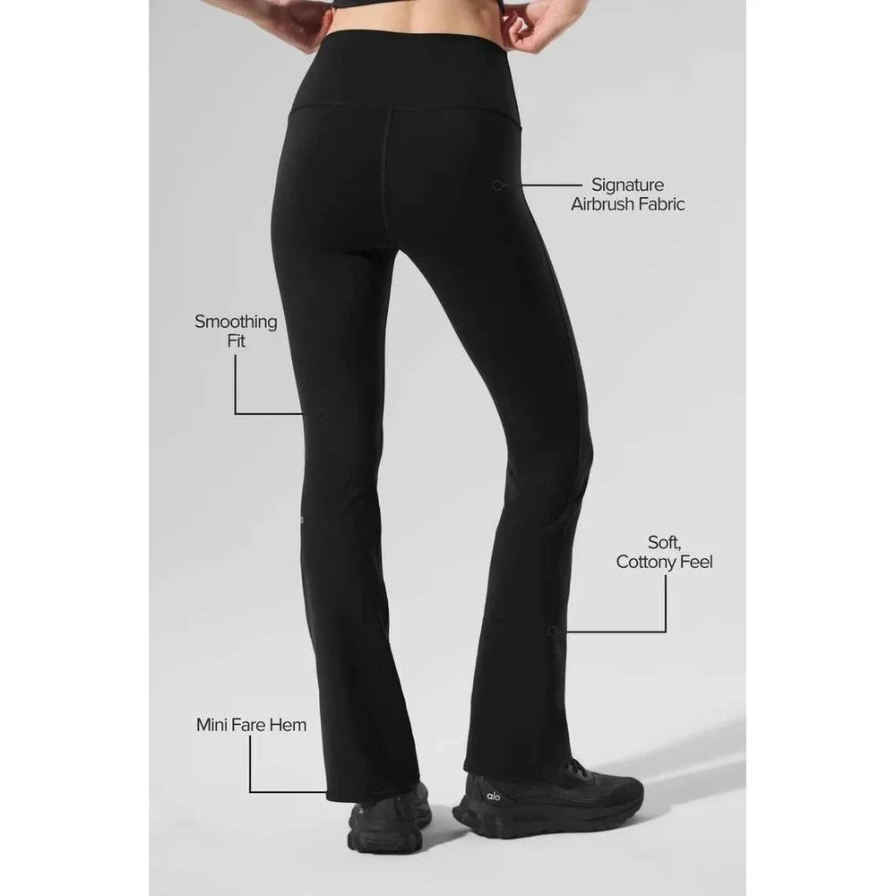 Alo Yoga High Waist Airbrush Bootcut Flare Leggings Black Size Small Yoga Pants